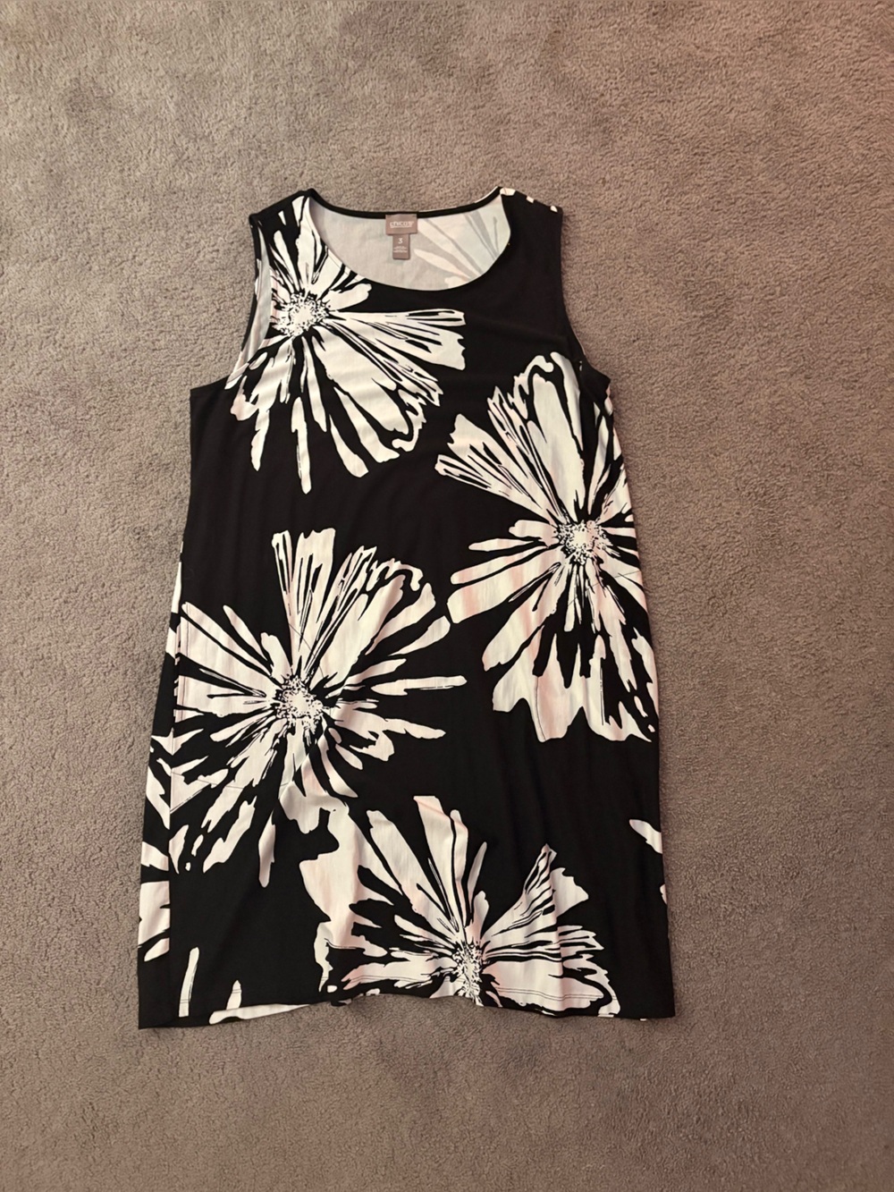 Chico's Black and White Floral Midi Dress